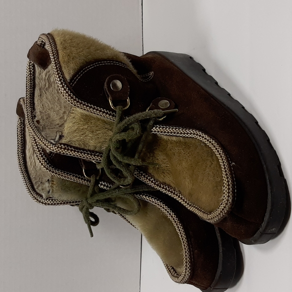 60s 70s Vintage Women's Brown Faux Fur Snow Boots Vintage Size 8 "true to size" - Picture 11 of 15